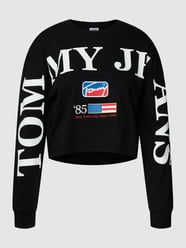 Cropped Longsleeve mit Label-Print von Tommy Jeans Schwarz - 3