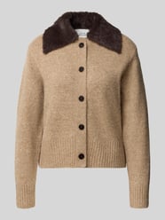 Slim Fit Strickjacke mit Kunstfellkragen Modell 'Dofur' von OPUS - 40