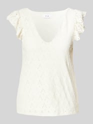 Top bluzkowy z haftem angielskim model ‘AMALINA’ od Vila - 25