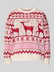 Relaxed fit kersttrui in tweekleurig tricot, model 'XMAS RAIN' van Only Fuchsia - 10