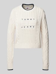 Strickpullover mit Zopfmuster Modell 'BUBBLE CABLE FLAG' von Tommy Jeans Beige - 48