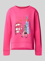 Sweatshirt mit Motiv-Print und Rundhalsausschnitt von Milano Italy Pink - 2