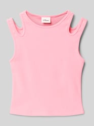 Top o kroju slim fit z wycięciami od s.Oliver RED LABEL Fuksjowy - 39