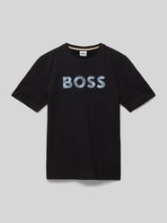 T-Shirt mit Rundhalsausschnitt und Label-Print von Boss Schwarz - 16