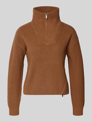 Strickpullover mit Stehkragen und Reißverschluss von Oui - 26