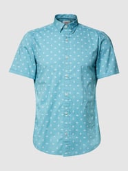 Slim fit vrijetijdsoverhemd met all-over motief van s.Oliver RED LABEL Blauw / turquoise - 38