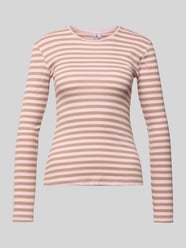 Bluzka z długim rękawem o kroju slim fit z mieszanki bawełny od PIECES Fuksjowy - 32