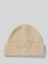 Mütze aus Schurwoll-Kaschmir-Mix mit Logo-Applikation von BOSS Beige - 24