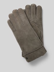 Leren handschoenen met labelapplicatie, model 'HELSINKI' van Roeckl Grijs / zwart - 35