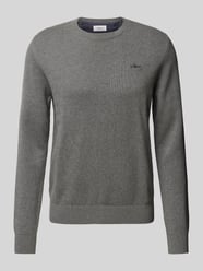 Regular Fit Strickpullover aus reiner Baumwolle mit Label-Stitching von s.Oliver RED LABEL Grau - 40