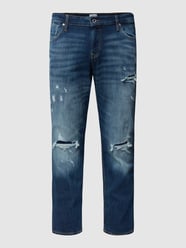 PLUS SIZE Slim Fit Jeans im Used-Look Modell 'GLENN' von Jack & Jones Plus Blau - 10