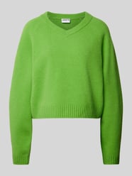 Wollen pullover met afgeronde V-hals van Jake*s Casual Groen - 28