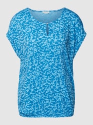 T-shirt met viscose en all-over motief van Tom Tailor Blauw - 48