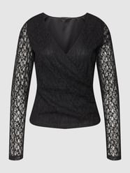 Shirt met lange mouwen en gebloemd kant, model 'RAVENNA' van Guess Grijs / zwart - 18