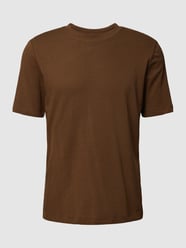 T-shirt met linnen en ronde hals van Marc O'Polo Bruin - 18