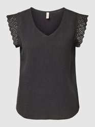 Blouse van puur katoen met broderie anglaise, model 'THYRA' van Only Grijs / zwart - 38