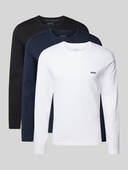 Longsleeve mit Label-Stitching im 3er-Pack von BOSS Blau - 2