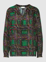Blusenshirt mit V-Ausschnitt Modell 'Schlupf VN Gitter Multi' von Milano Italy Grün - 11