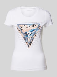 T-Shirt mit Strasssteinbesatz von Guess Weiß - 7