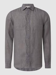 Koszula lniana o kroju slim fit od Fil Noir Szary - 19