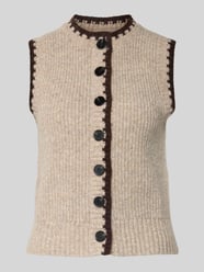 Gebreid gilet met ronde hals en contrastrand van Stefanel Beige - 27