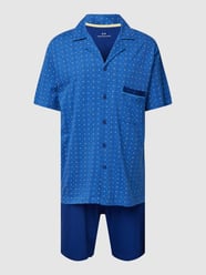 Pyjama mit Allover-Muster von Götzburg Wäsche Blau - 36