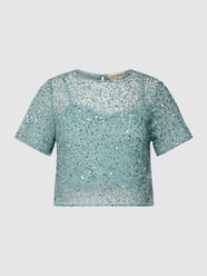 T-Shirt mit Zierstein- und Paillettenbesatz von LACE & BEADS Blau - 18