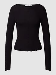 Longsleeve mit Muschelsaum Modell 'KANSAS' von Mango Schwarz - 18