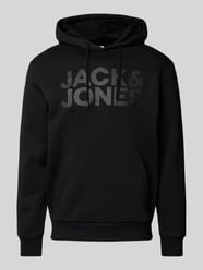 Hoodie mit Label-Detail Modell 'ECORP' von Jack & Jones Schwarz - 42