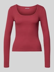 Bluzka z długim rękawem o kroju slim fit z głębokim okrągłym dekoltem od REVIEW - 6