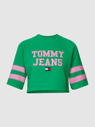 Kort T-shirt met labelstitching van Tommy Jeans Groen - 41