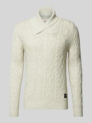 Regular Fit Schalkragenpullover aus Woll-Mix mit Zopfmuster von s.Oliver RED LABEL Beige - 20