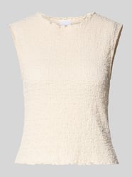 Top mit Strukturmuster und Rundhalsausschnitt von Jake*s Collection Beige - 36