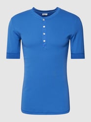 T-Shirt mit kurzer Knopfleiste Modell 'Karl' von Schiesser Blau - 7