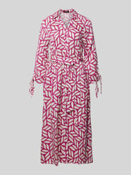 Midi-jurk met strikceintuur van More & More Fuchsia - 14