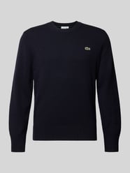 sweter klasyka o kroju regular fit z czystej wełny od Lacoste - 3