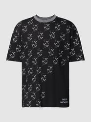 T-Shirt im Allover-Look mit Rundhalsausschnitt von CARLO COLUCCI Schwarz - 14