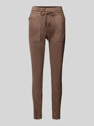 Slim fit stoffen broek met ritszakken, model 'Elvina' van OPUS Bruin - 14