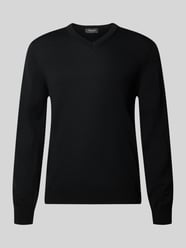 Regular Fit Strickpullover aus reiner Schurwolle mit V-Ausschnitt von MAERZ Muenchen - 44