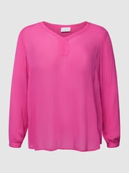 Blouse met V-hals, model 'AMI' van KAFFE Curve Roze - 28