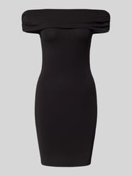 Knielanges Off-Shoulder-Kleid mit Raffungen Modell 'LIVE LOVE' von Only Schwarz - 39