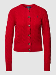 Cardigan mit Zopfmuster von Polo Ralph Lauren Rot - 46