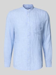 slim fit overhemd van linnen met opstaande kraag model 'Mandarin' van Seidensticker - 14