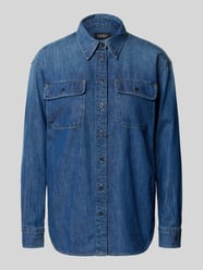 Bluzka jeansowa o kroju regular fit z kieszeniami na piersi od Lauren Ralph Lauren - 12
