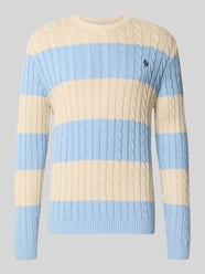 Slim Fit Strickpullover aus reiner Baumwolle mit Zopfmuster von REVIEW - 21
