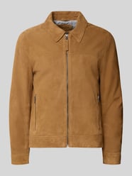 FAPA Leren jas voor heren, lange mouwen, elegant bikerjack, herenjas met opstaande kraag, overgangsjas, echt leer, verkrijgbaar in 3 kleuren
