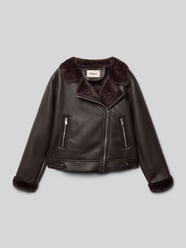 Regular fit jack in leerlook van teddybont, model 'STARRY' van Only - 18