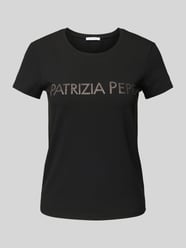 T-Shirt mit Label-Strasssteinbesatz von Patrizia Pepe Schwarz - 8