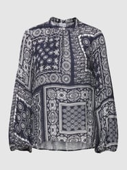Blouseshirt met all-over motief, model 'Orname' van Emily Van den Bergh Blauw / turquoise - 38