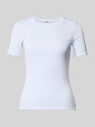 t-shirt o kroju slim fit z mieszanka bawełny z prążkowana dzianina od Tom Tailor Denim - 3